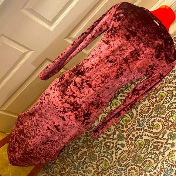 MICHAEL MICHAEL KORS Velur Purple Velvet Long Sleeve Dress - Picture 6 of 11